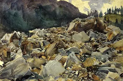 Purtud Alpine Scene and Boulders John Singer Sargent